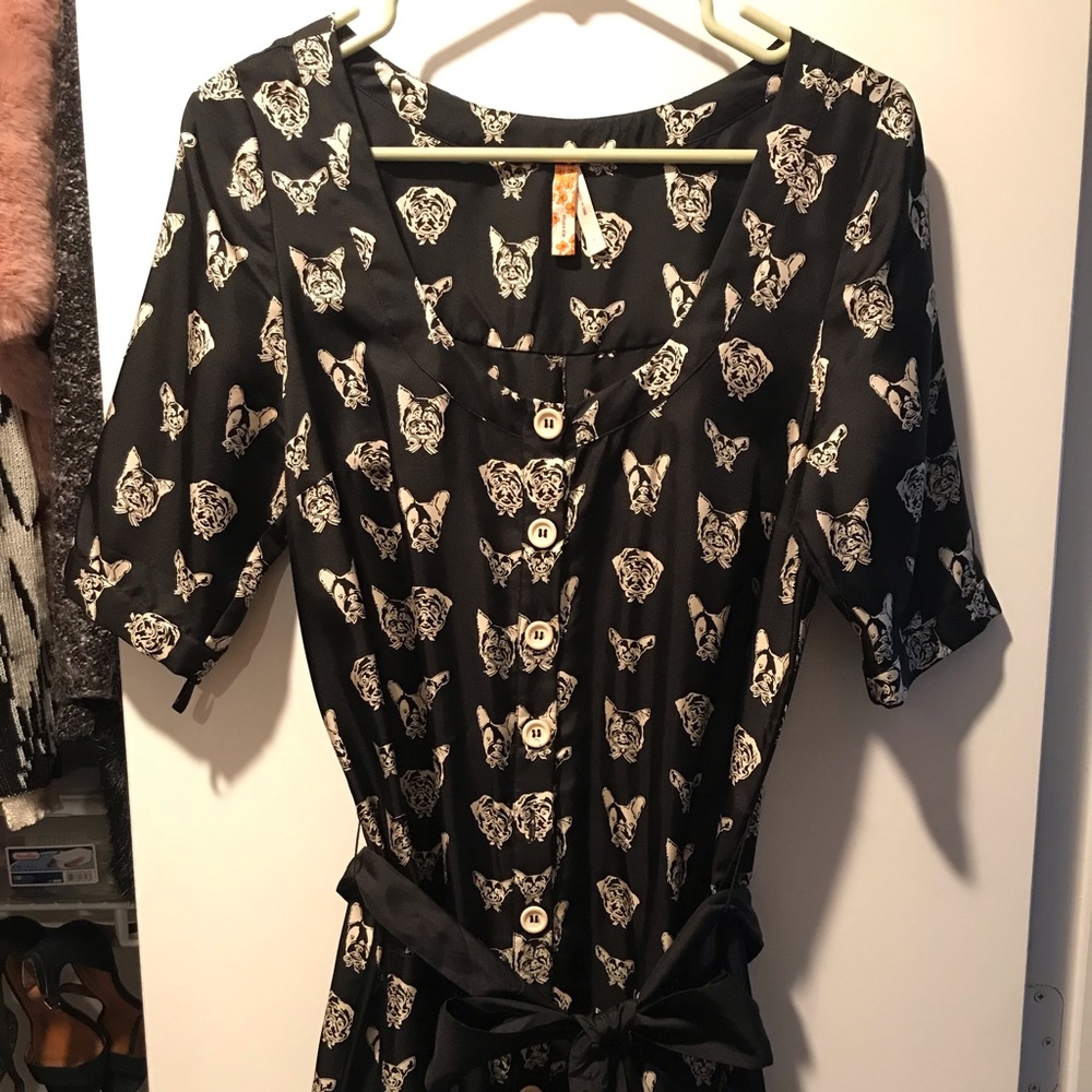 Anthropologie button down dress (dog print)